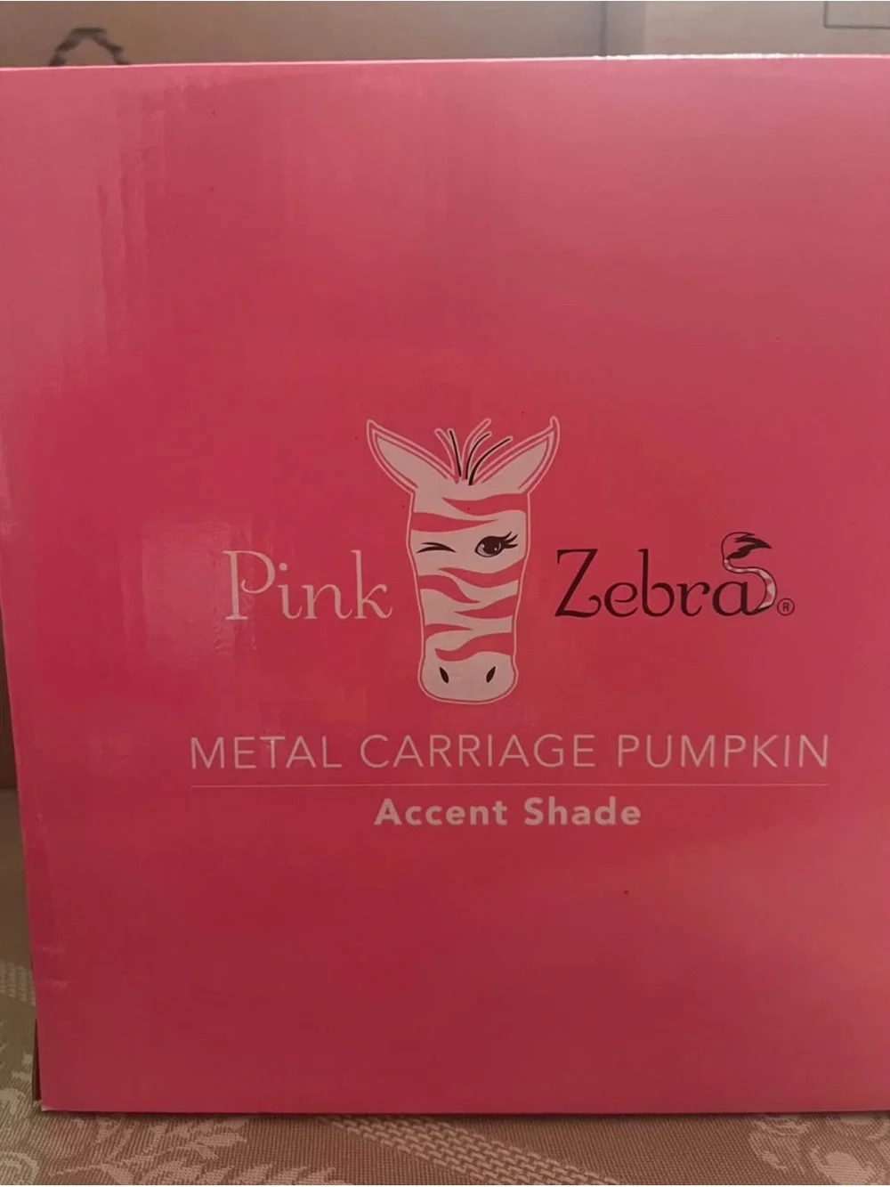 Pink Zebra Metal Carriage Pumpkin Accent Shade